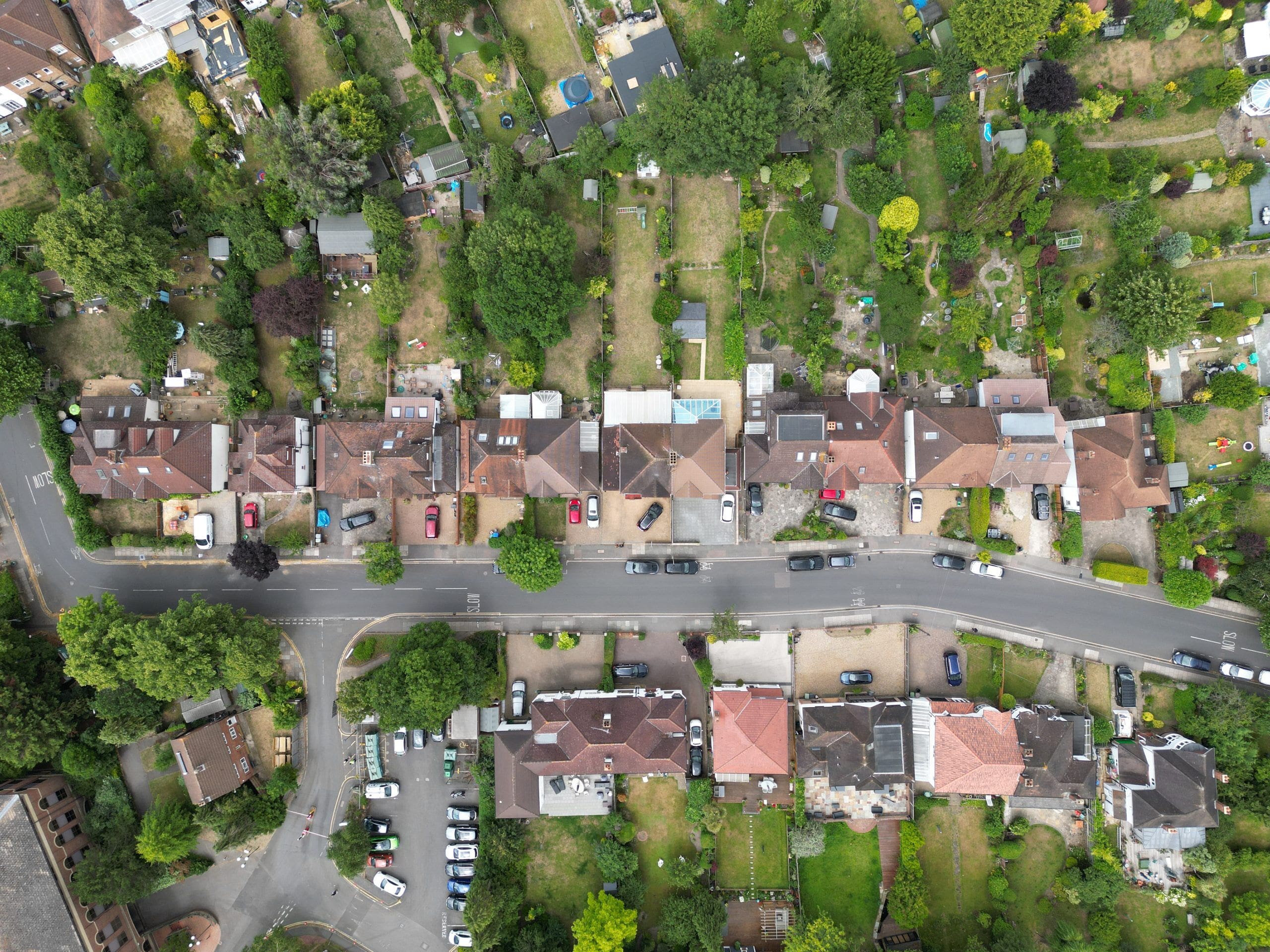 Aerial drone photograph of site in London